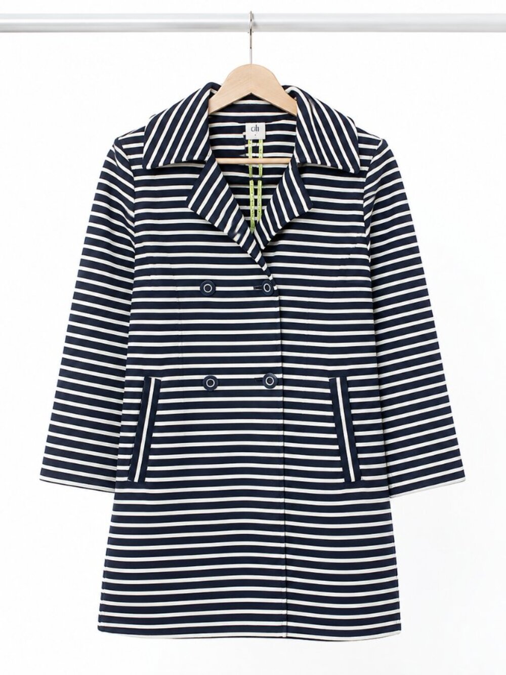 Cabi Navy & White Striped Coat Size Small